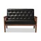 Baxton Studio Sorrento Black Faux Leather Upholstered Wooden 2-seater Loveseat 122-6767 - alternate 1